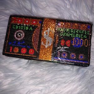 Multicolor black money clutch purse